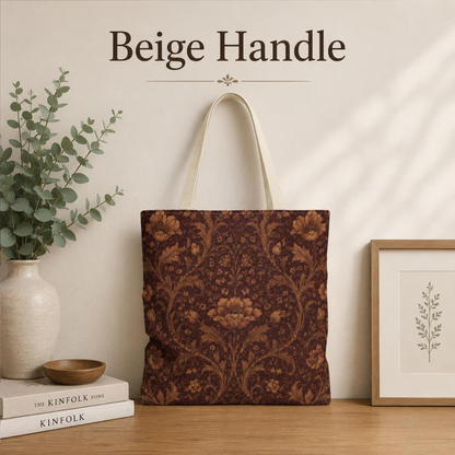 William Morris Floral Damask Maroon Full Art Tote Bag