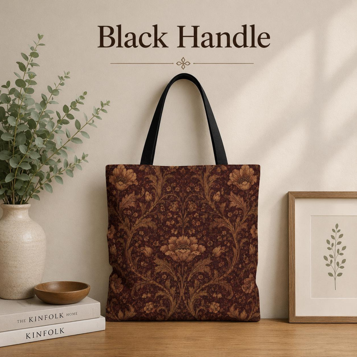 William Morris Floral Damask Maroon Full Art Tote Bag