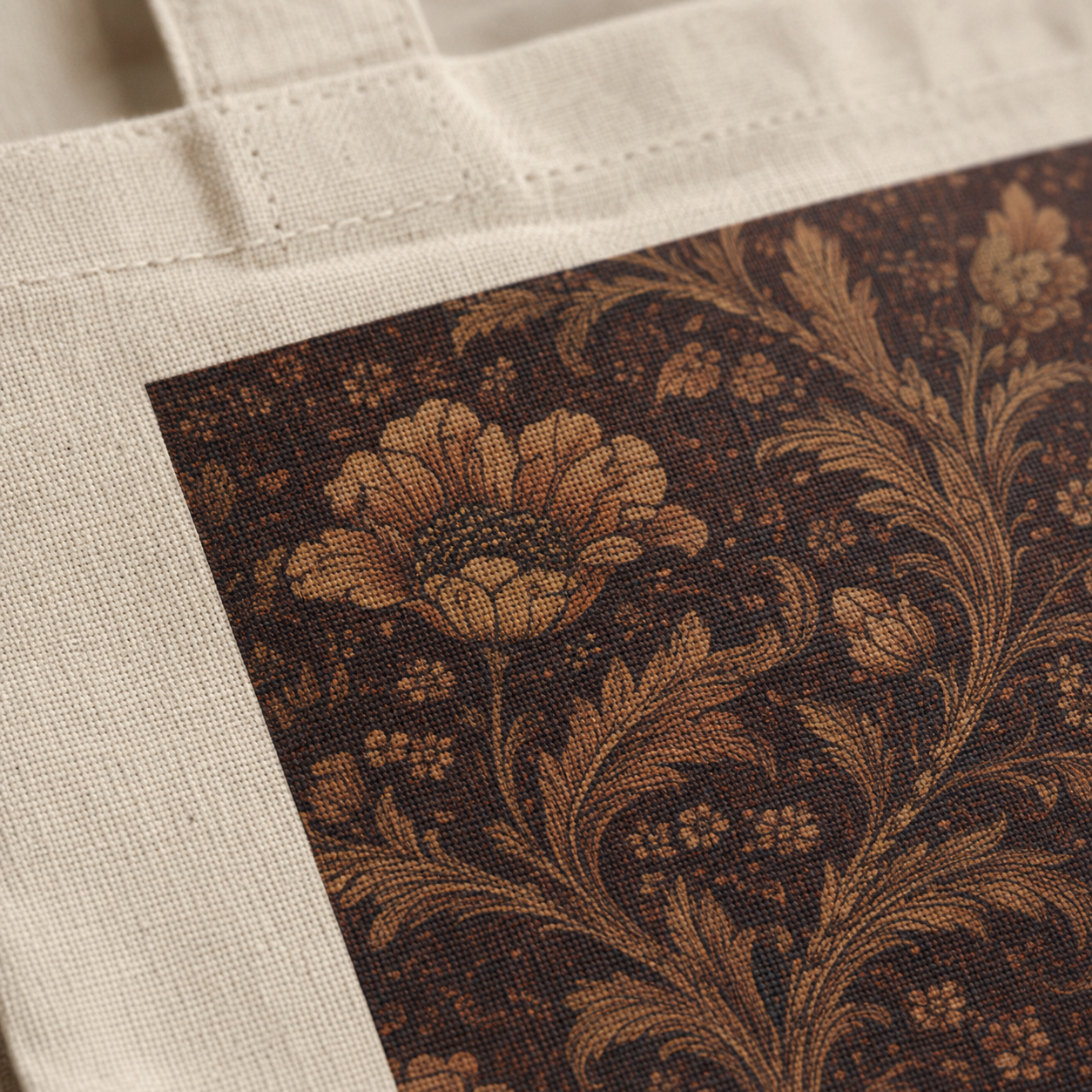 100% Cotton William Morris Floral Damask Maroon Rose Tote Bag