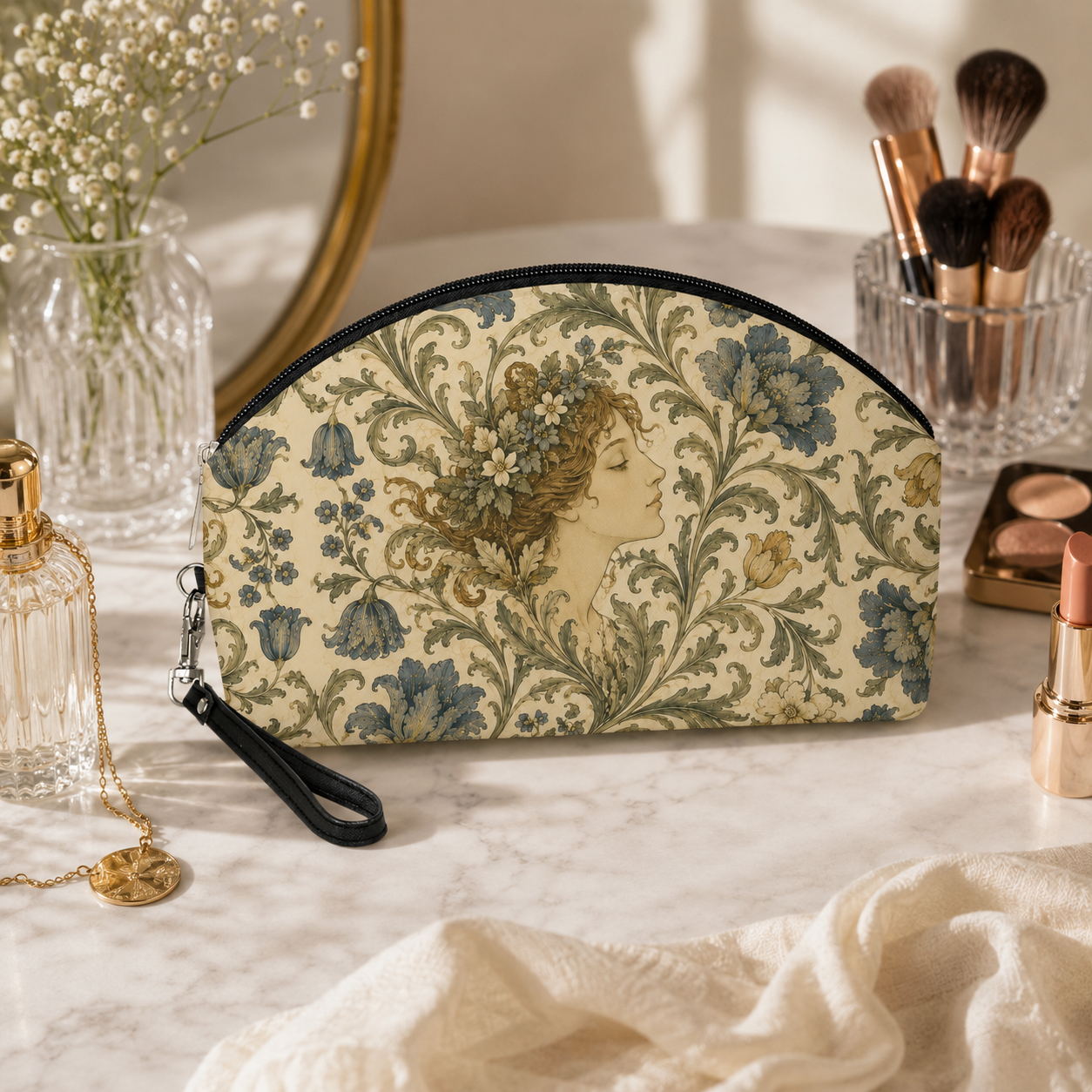 William Morris Vintage Portrait Makeup Cosmetic Bag