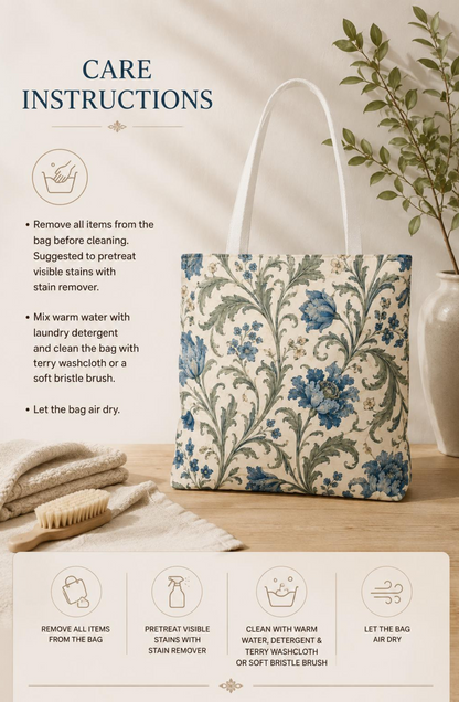 William Morris Blue Floral Vine Full Art Tote Bag