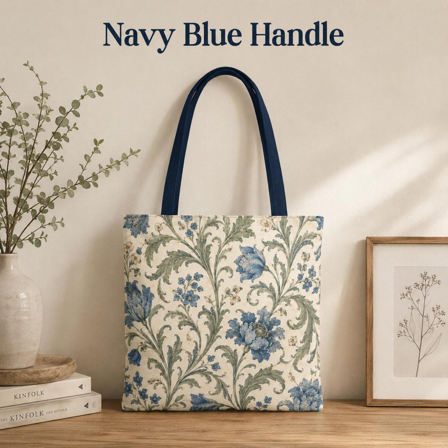 William Morris Blue Floral Vine Full Art Tote Bag