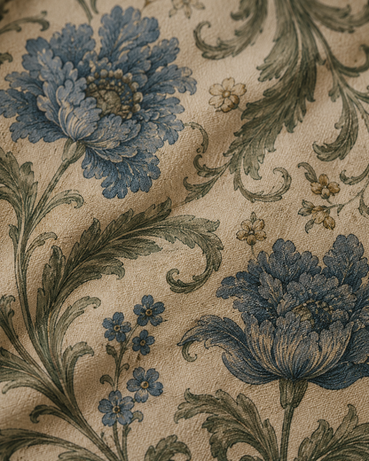William Morris Floral Blue Damask Leather Trim Shoulder Tote Bag