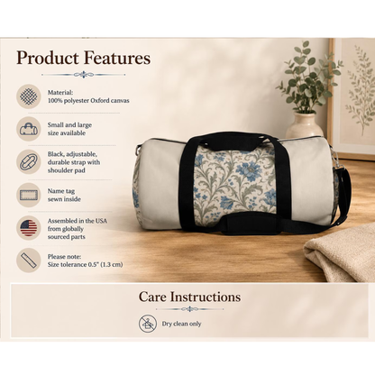 William Morris Blue Floral Duffel Gym Bag