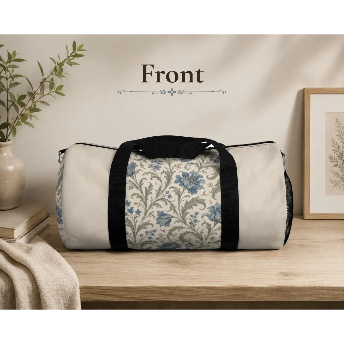 William Morris Blue Floral Duffel Gym Bag