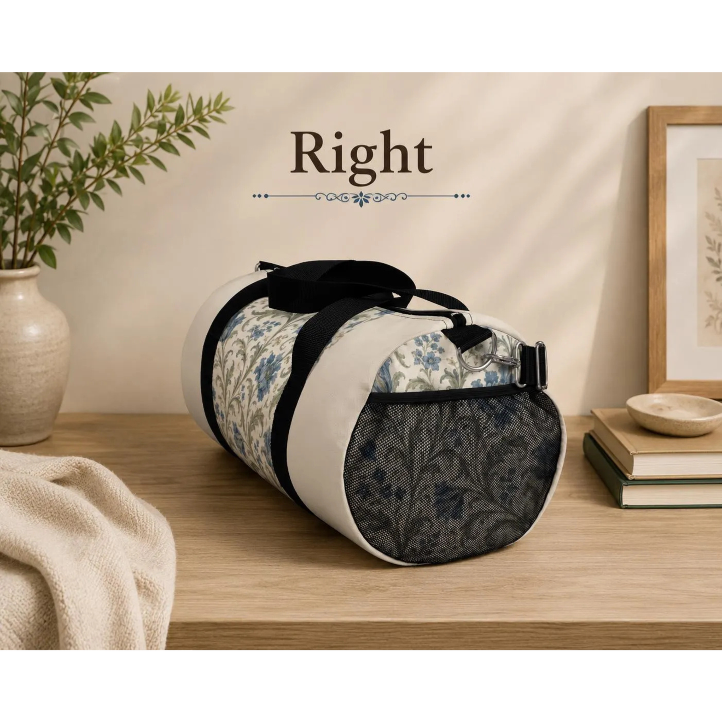 William Morris Blue Floral Duffel Gym Bag