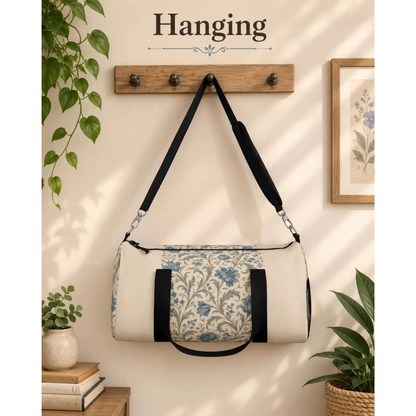 William Morris Blue Floral Duffel Gym Bag