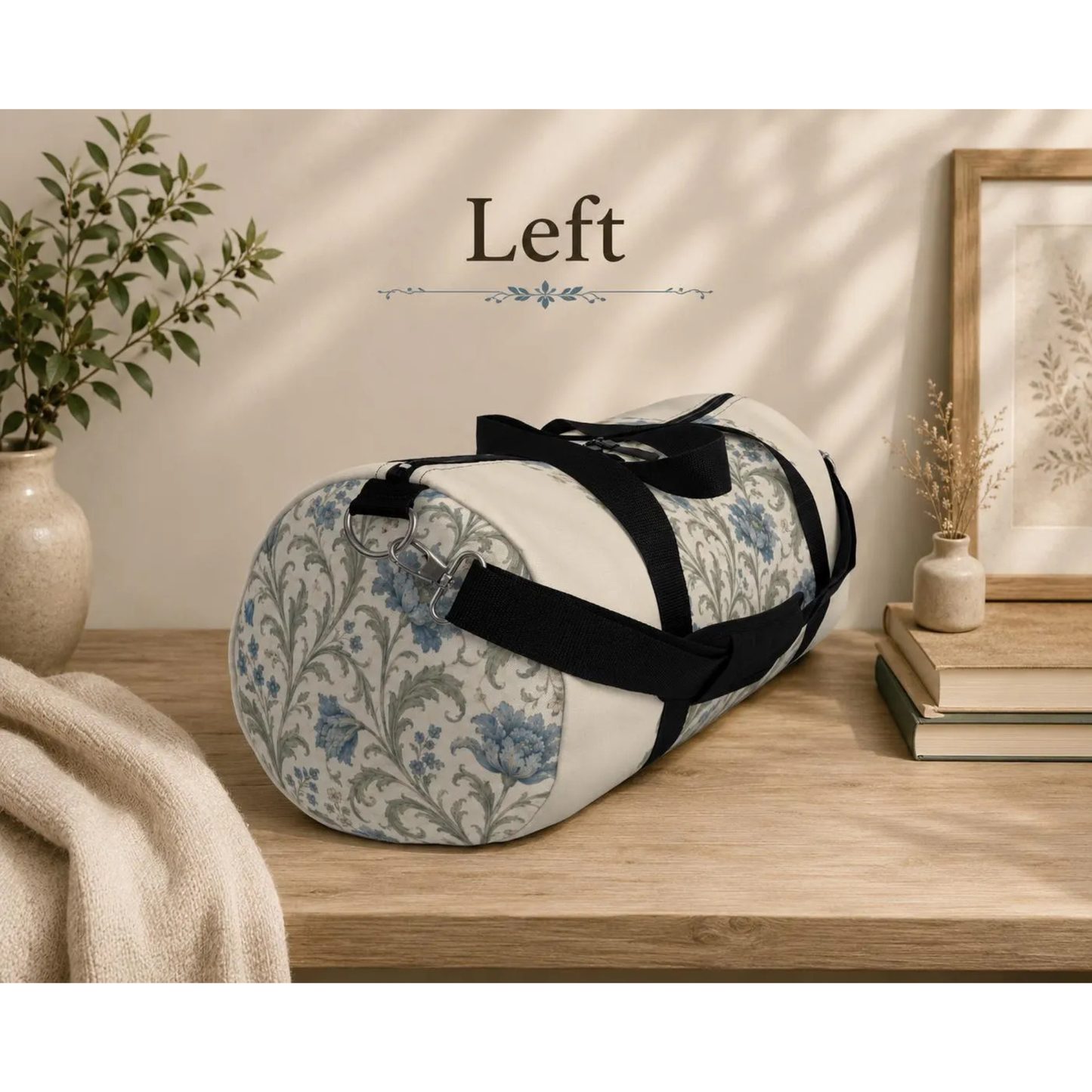 William Morris Blue Floral Duffel Gym Bag