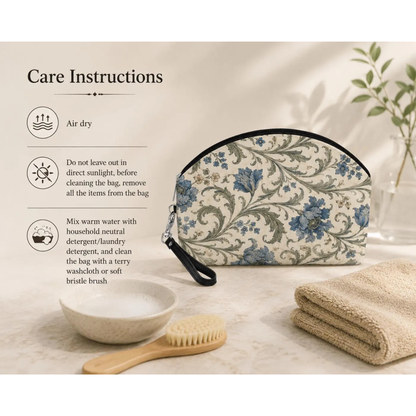 William Morris Floral Blue Makeup Cosmetic Bag