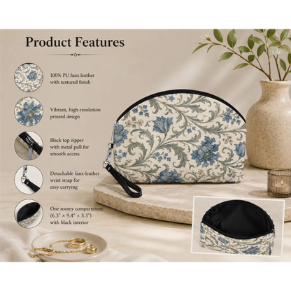 William Morris Floral Blue Makeup Cosmetic Bag