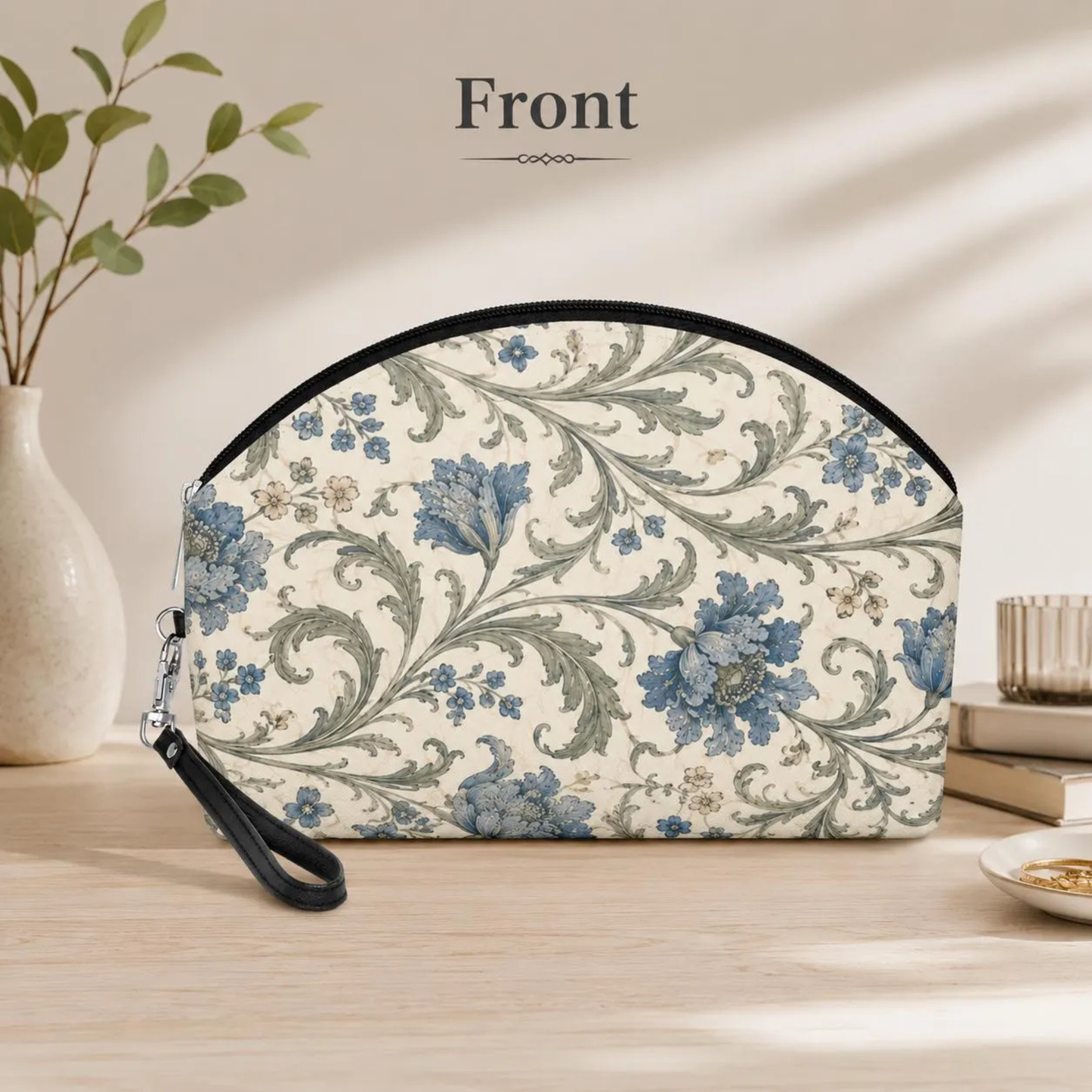 William Morris Floral Blue Makeup Cosmetic Bag