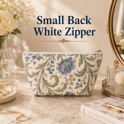 William Morris Floral Blue Makeup Accessory Pouch