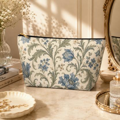 William Morris Floral Blue Makeup Accessory Pouch