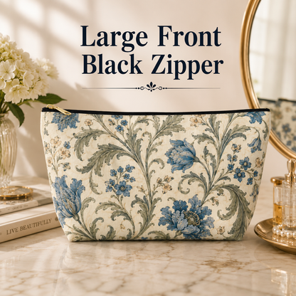William Morris Floral Blue Makeup Accessory Pouch