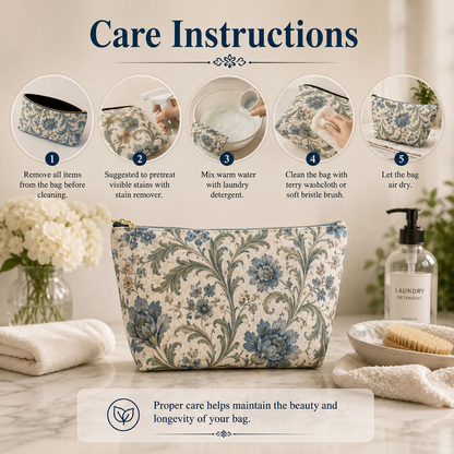 William Morris Floral Blue Makeup Accessory Pouch
