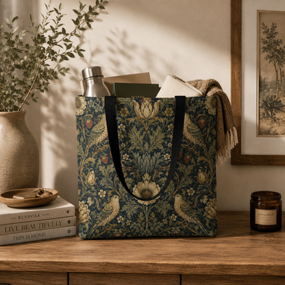William Morris Vintage Bird Full Art Tote Bag
