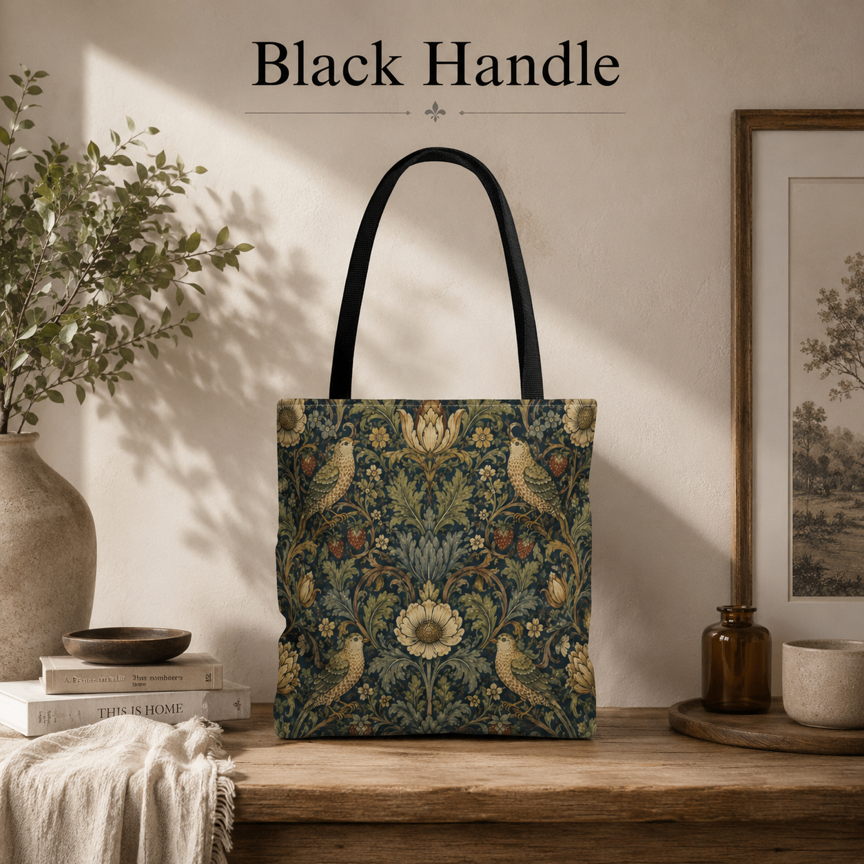 William Morris Vintage Bird Full Art Tote Bag