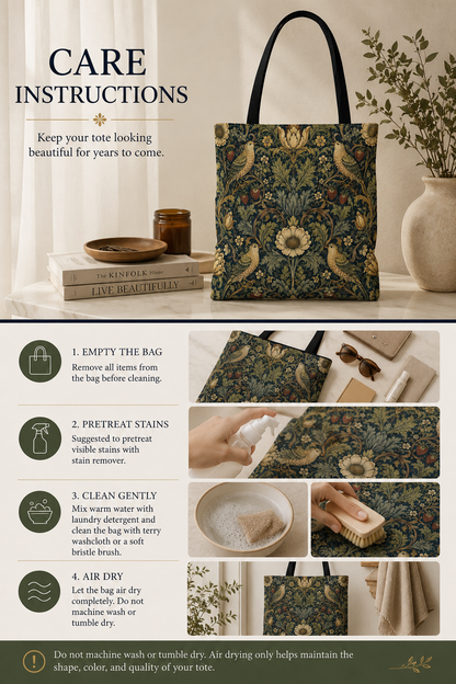 William Morris Vintage Bird Full Art Tote Bag