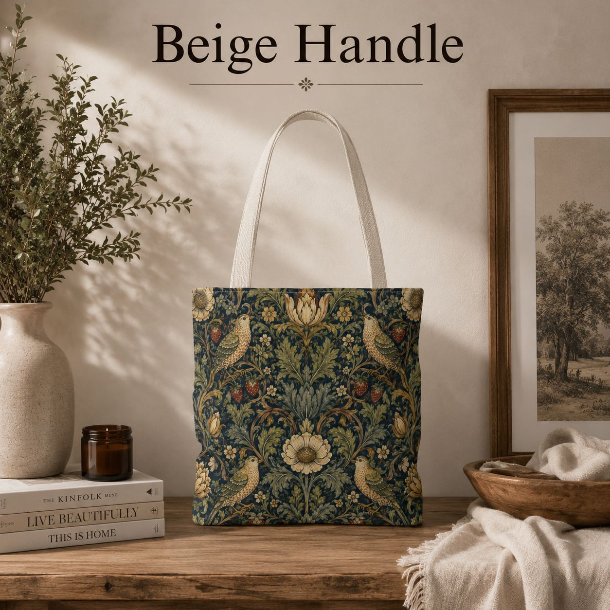 William Morris Vintage Bird Full Art Tote Bag