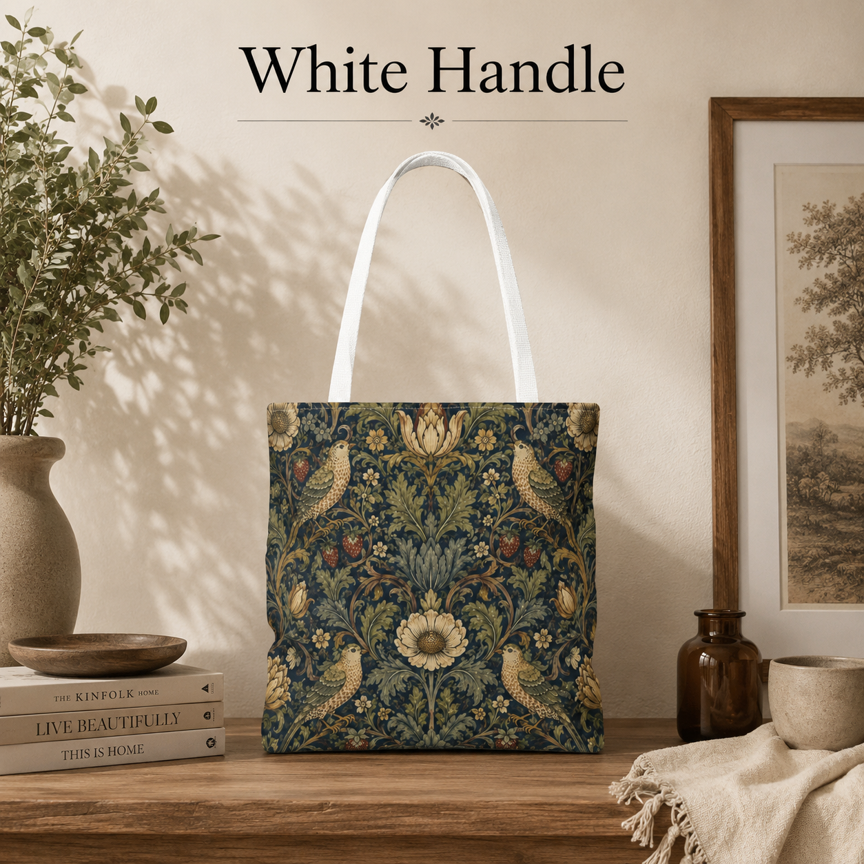William Morris Vintage Bird Full Art Tote Bag