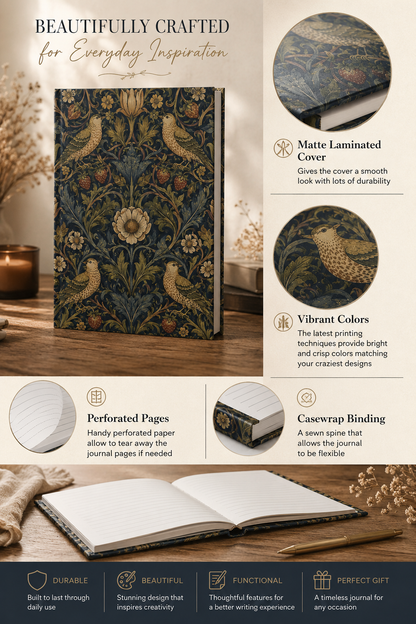William Morris Vintage Bird Hardcover Journal