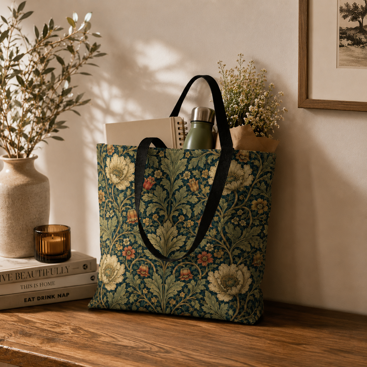 William Morris Vintage Botanical Full Art Tote Bag