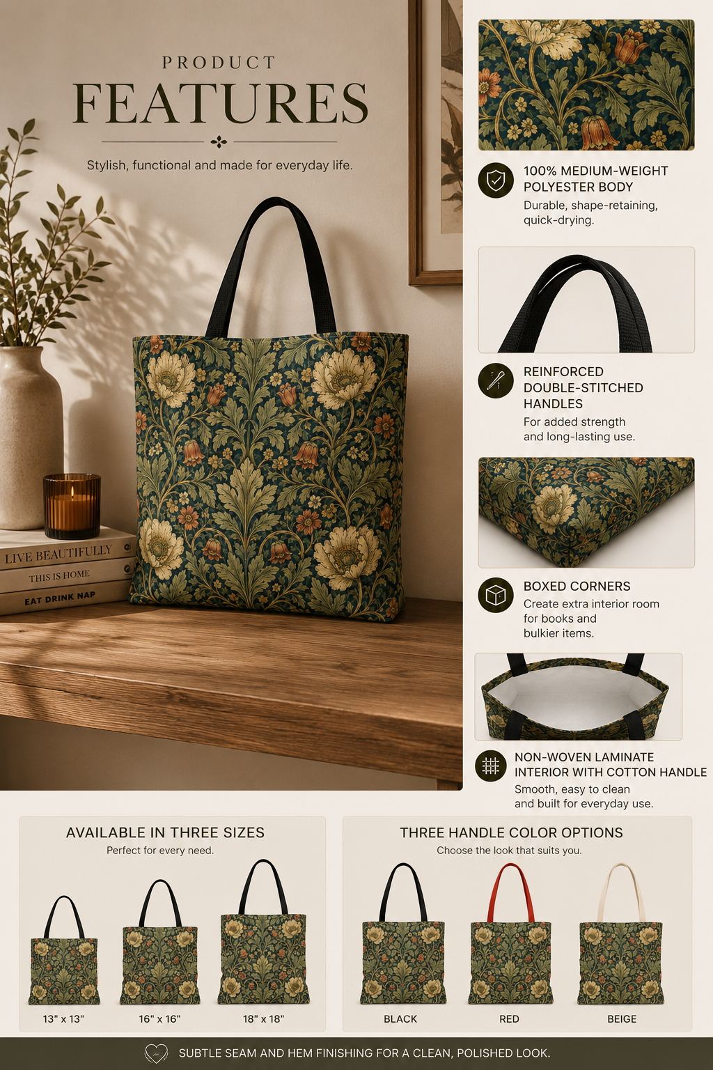 William Morris Vintage Botanical Full Art Tote Bag
