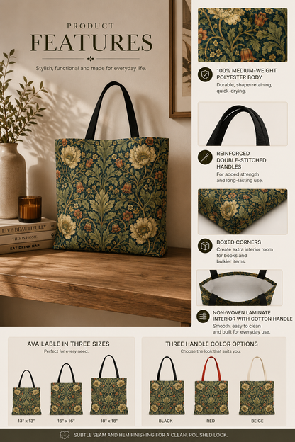 William Morris Vintage Botanical Full Art Tote Bag