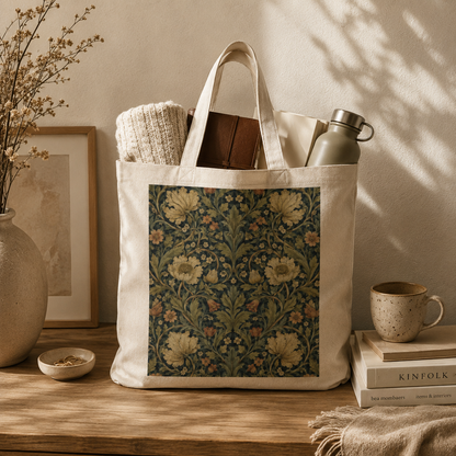 100% Cotton William Morris Vintage Botanical Tote Bag