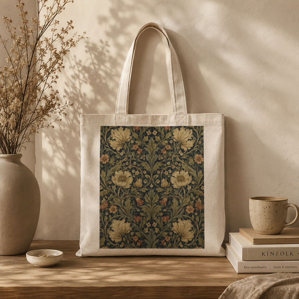 100% Cotton William Morris Vintage Botanical Tote Bag