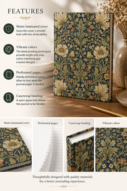 William Morris Vintage Botanical Hardcover Journal