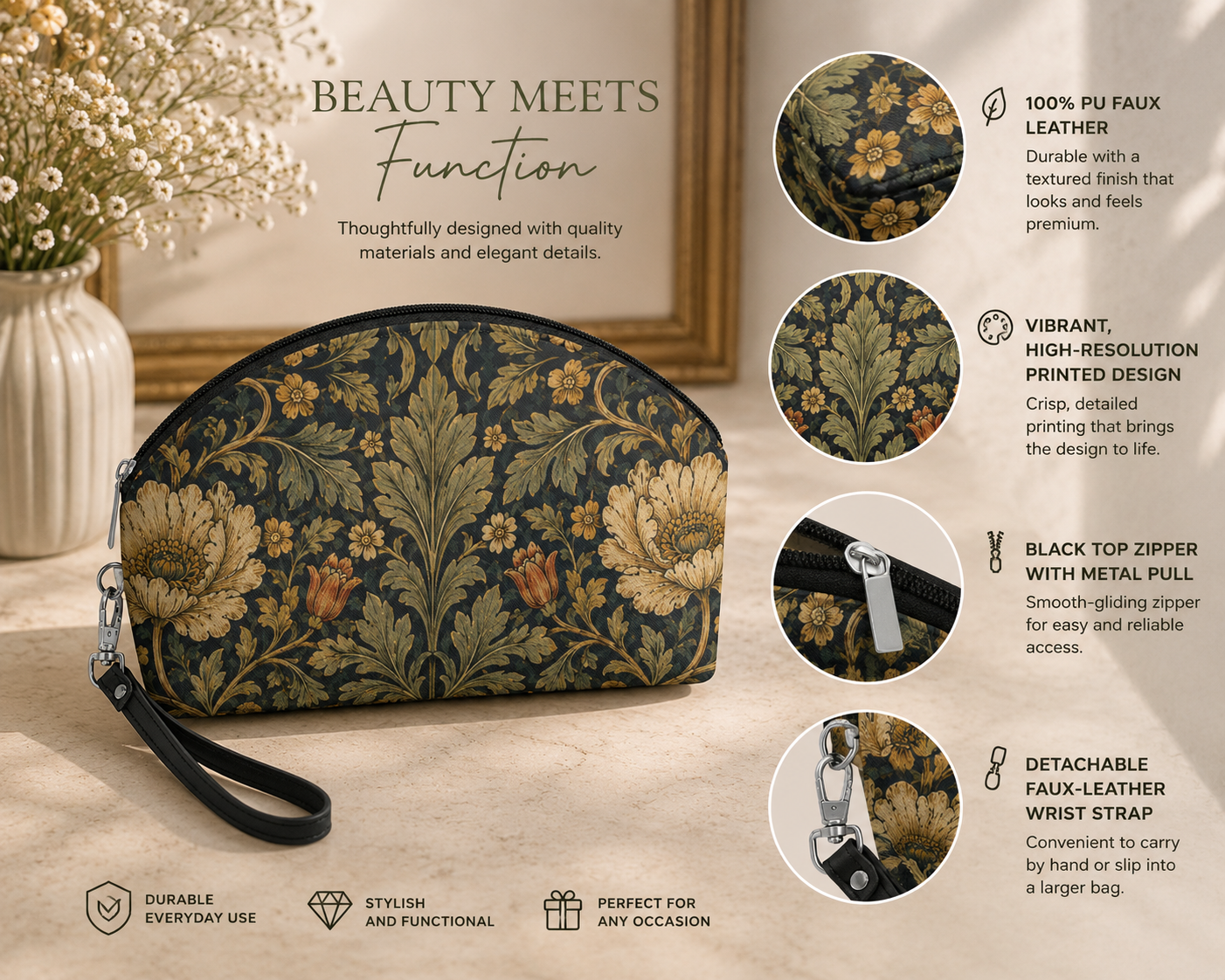 William Morris Botanical Makeup Cosmetic Bag