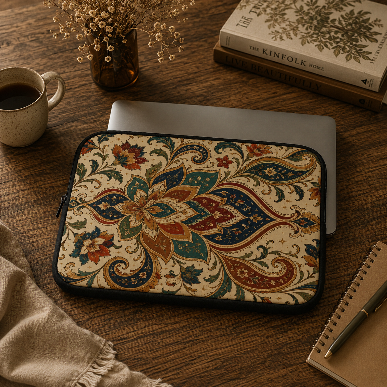 Indian Vintage Paisley Floral Laptop Sleeve