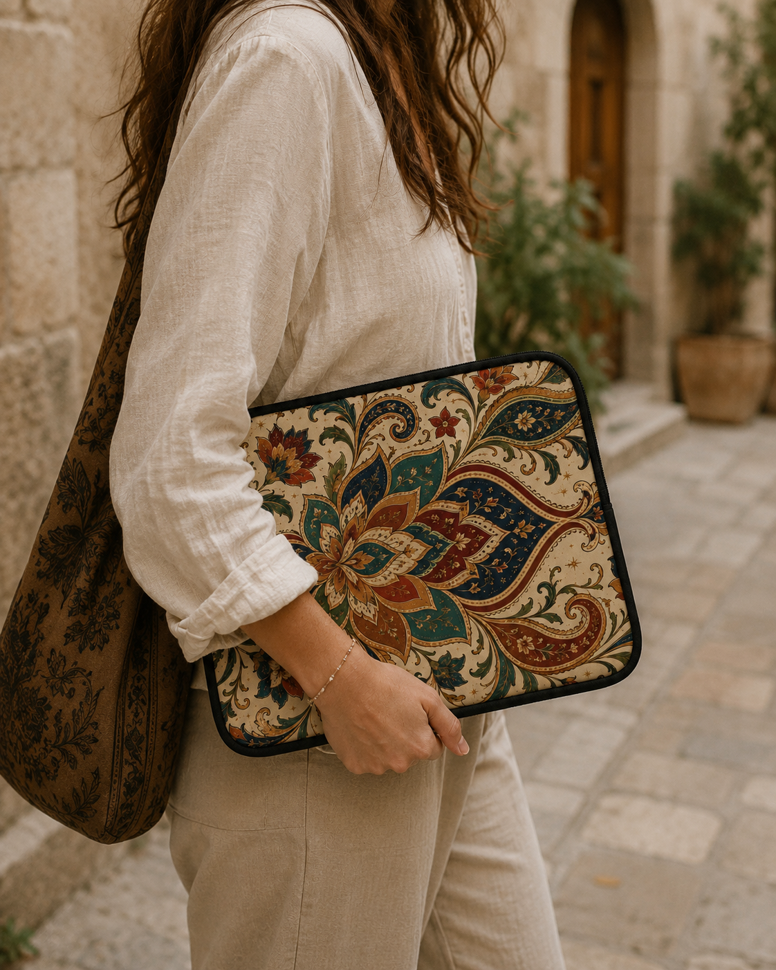 Indian Vintage Paisley Floral Laptop Sleeve