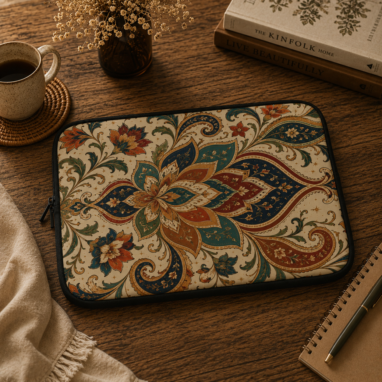 Indian Vintage Paisley Floral Laptop Sleeve