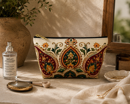 Indian Vintage Floral Mandala Makeup Pouch