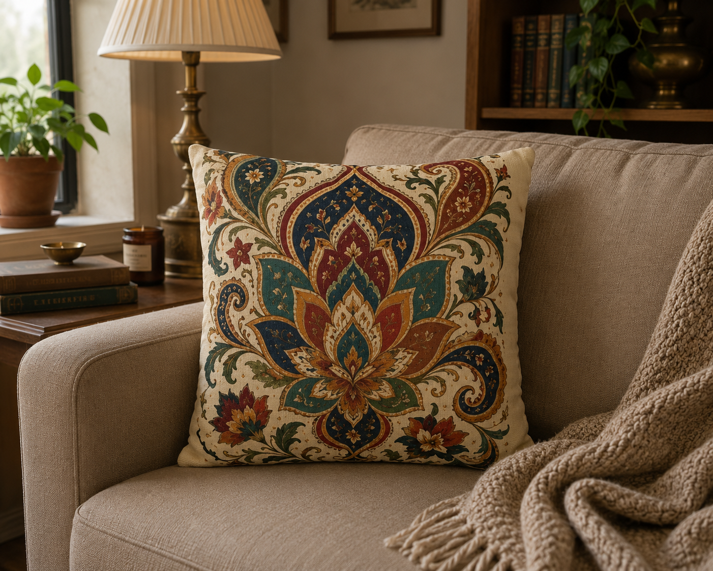 Indian Vintage Paisley Floral Throw Pillow Case Cover