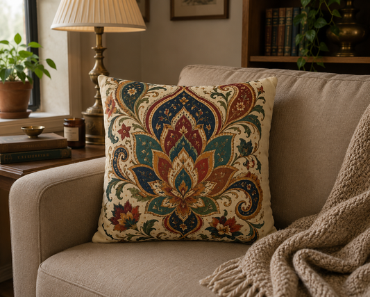 Indian Vintage Paisley Floral Throw Pillow Case Cover