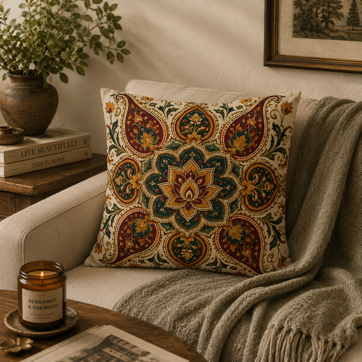Indian Vintage Floral Mandala Pillowcase Cover