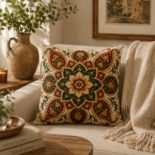 Indian Vintage Floral Mandala Bohemian Pillow Case cover