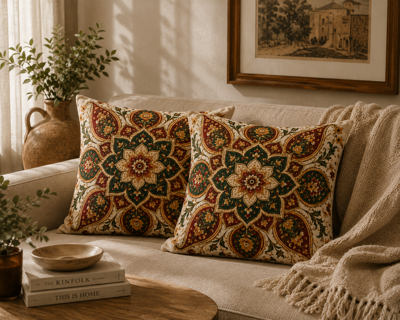 Indian Vintage Floral Mandala Bohemian Pillow Case cover