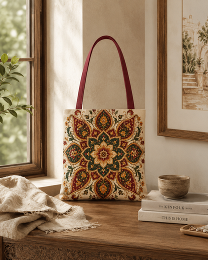 Indian Vintage Floral Mandala Full Art Tote Bag