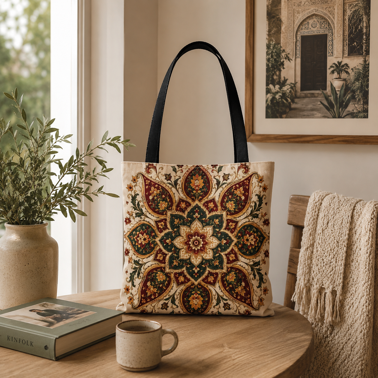 Indian Vintage Floral Mandala Full Art Tote Bag