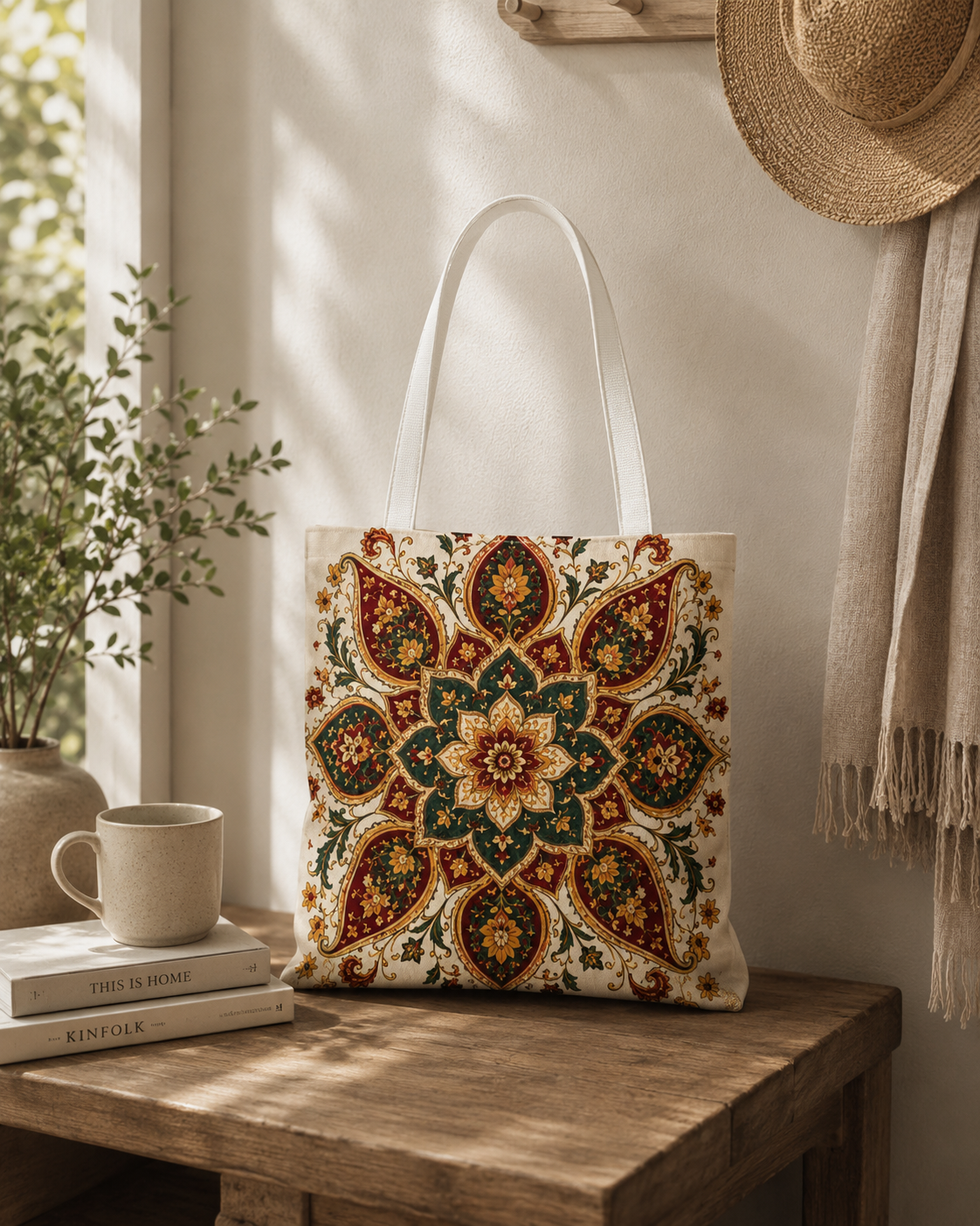 Indian Vintage Floral Mandala Full Art Tote Bag