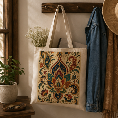100% Cotton Indian Vintage Boho Paisley Floral Tote Bag