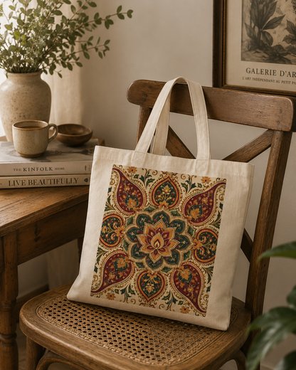 100% Cotton Indian Vintage Floral Mandala Tote Bag