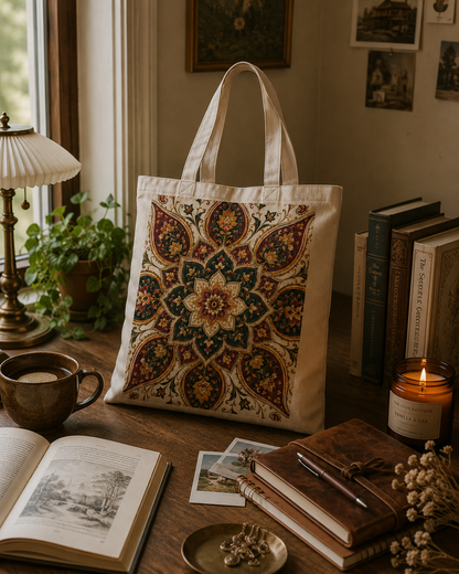 100% Cotton Indian Vintage Floral Mandala Tote Bag