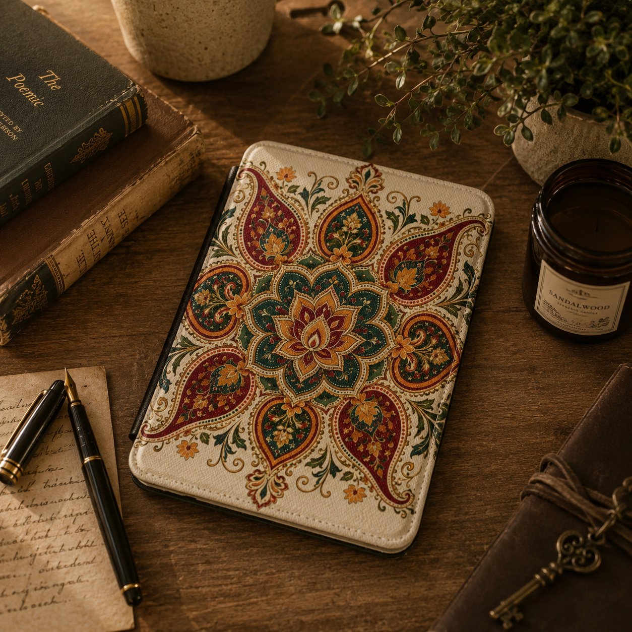 Indian Vintage Floral Mandala Kindle Case E-reader Cover