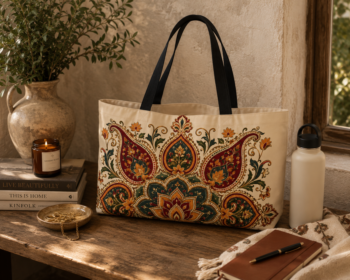 Indian Vintage Floral Mandala Weekender Bag Tote