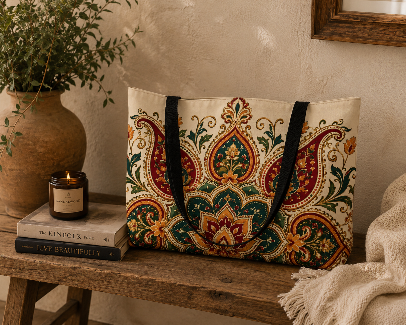 Indian Vintage Floral Mandala Weekender Bag Tote